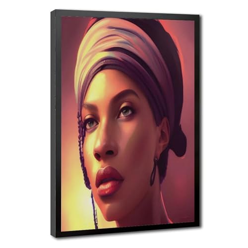 Portrait de Marie Laveau déco murale rétro avec cadre à suspendre