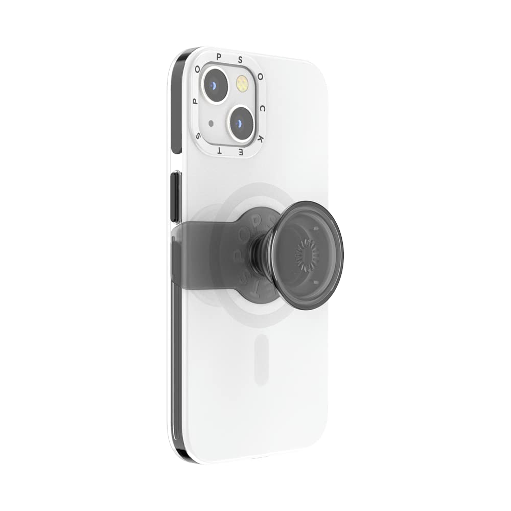 Funda iPhone 13 PopSockets PopCase blanca con agarre MagSafe y PopGrip deslizante
