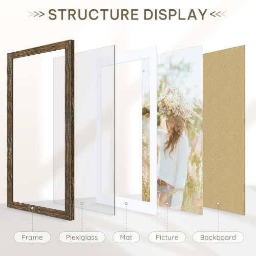 Image of Picrit 19x27 Rustic Brown Poster Frame, Picture Frame for Wall, 3 Pack