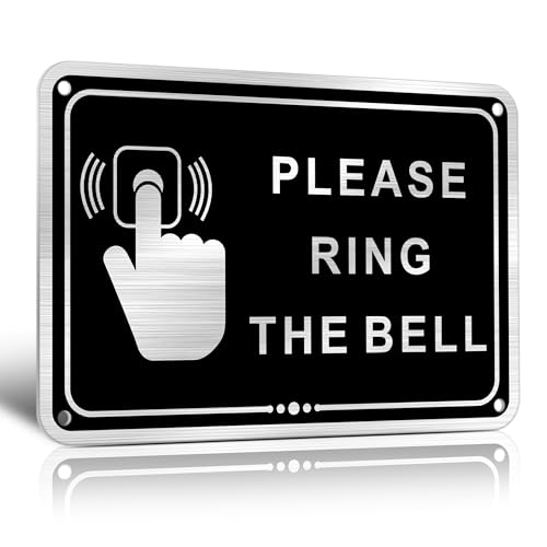 TAKULA 15*10CM Please Ring the Bell Sign - Gebürstetes Metall-Aluminium, UV-beständig, Rostfrei, mit Aufkleber auf der Rückseite|Pack of 1