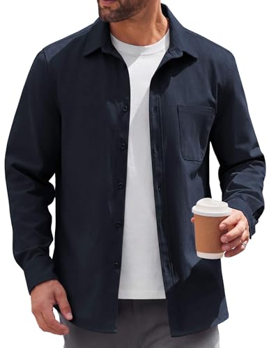 COOFANDY Mens Lightweight Button Down Shirt Jacket Casual Shacket Overshirt