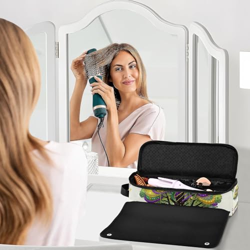 Bolso de viaje y tapete resistente al calor para herramientas de cabello, organizador impermeable para planchas, rizadores y secadoras miniatura 6