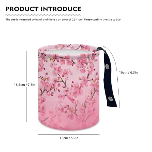 Image of Pink Flower Vehicle Trash Can Trash Bag for Cars Waste Basket Collapsible Reusable Leak Proof Car Organizer Road Trip Must Haves for Kids