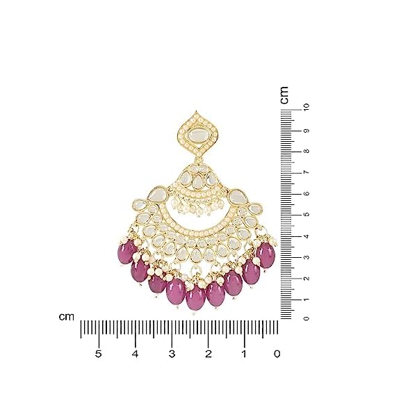 I Jewels 18K Gold Plated Traditional Handcrafted Pearl Kundan Beaded Earrings for Women/Girls (E3025) - Image 6