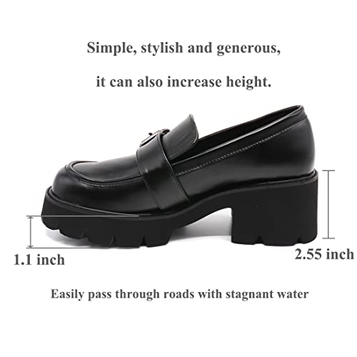 Women's Office Lady Oxfords Dress Platform high Heels Loafers Shoes3