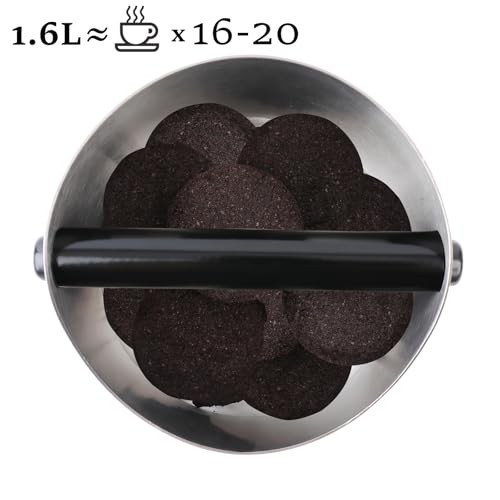 Gocoffun Coffee Knock Box, Large Capacity Espresso Knock Box with Non-Slip Base, Coffee Measuring Cup,Coffee Puck Knock Box Stainless Steel for Espresso Machine Coffee Grounds (Silver) - Image 4