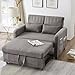 Rvjiahe Divano letto con funzione letto Divano pieghevole a due posti, design estensibile, elegante e moderno, schienale regolabile a tre livelli, tessuto traspirante in cotone e lino (Grigio) immagine