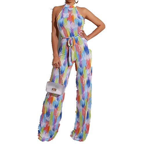NOBRAND Mono estampado para mujer Primavera y Verano Azul azul S