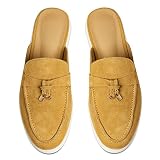 Lovee Cosee Mule for Women Closed Almond Toe Backless Slip on Flat Slides Penny Loafer Slippers
