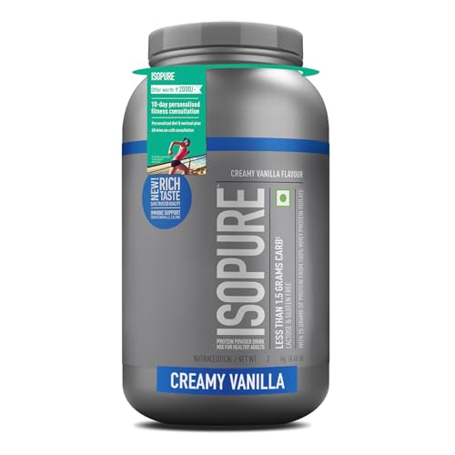 Image of Isopure Whey Protein Isolate Powder with less than 1.5gm of Carbs and Vitamins for Immune Support - 2 kg Vanilla, Vegetarian protein for Men & Women. Offer Pack