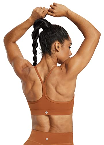 Baleaf Womens Workout Sports Bras High Neck Fitness Removable Padded Y Back Tank Tops Backless Gym Bra Caramel M #TOP28