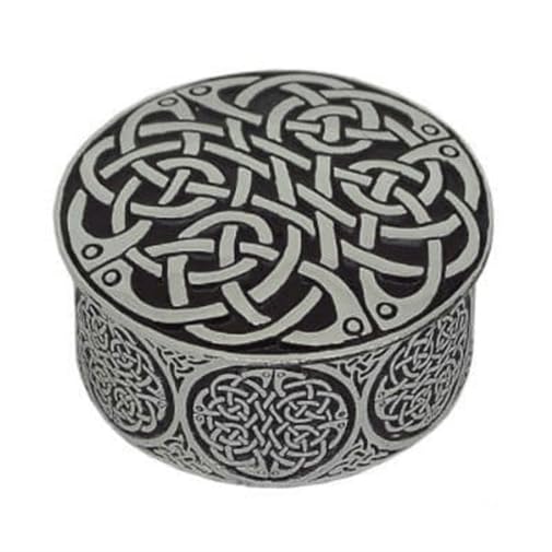 AE Williams Celtic Infinity Knot Jewelry Box 100% English Pewter Material Handmade Durability and Scratch Resistance Jewelry and Trinket Safekeeping Great Souvenir Diameter 2""