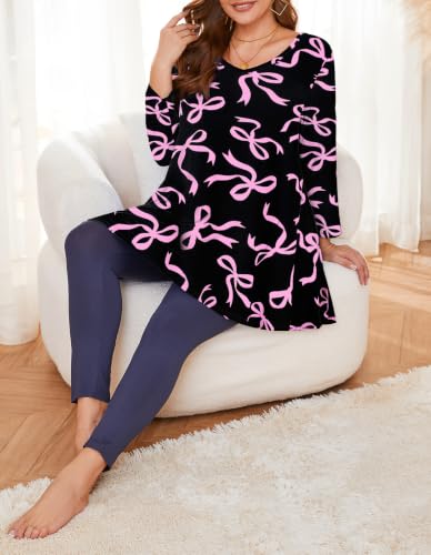 Image of LARACE Plus Size Tops for Women 3 /4 Sleeve Shirts V Neck Tunic Tops Blouses