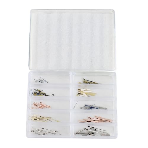 Jinlorion 90pcs Watch Hour Minute Second Hands Set, Alloy Replacement Kit for Watchmaker, Blue Gold...