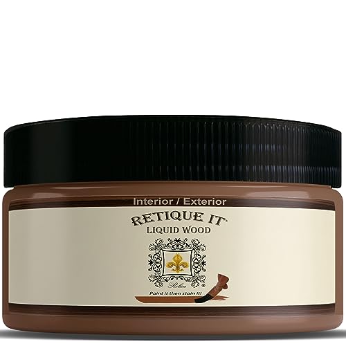 Retique It Liquid Wood - Dark Wood Half-Pint - Stainable Fiber Paint - Put a Fresh Coat on It (8 Fluid Ounce)