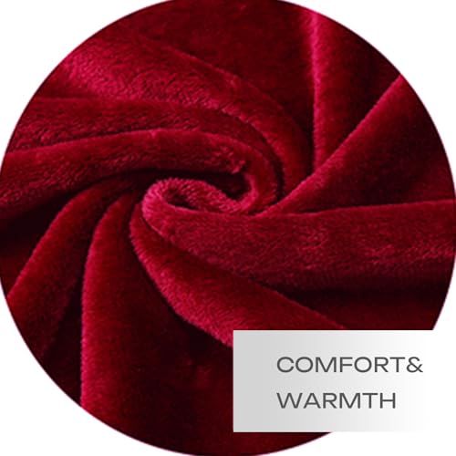 Image of JIAHANNHA Flannel Fleece Blanket Queen Size Red 90 by 90 Inches Blankets for Couch Sofa Bed 280GSM,Super Soft Plush Cozy and Luxury Warm Bed Blanket for All Season