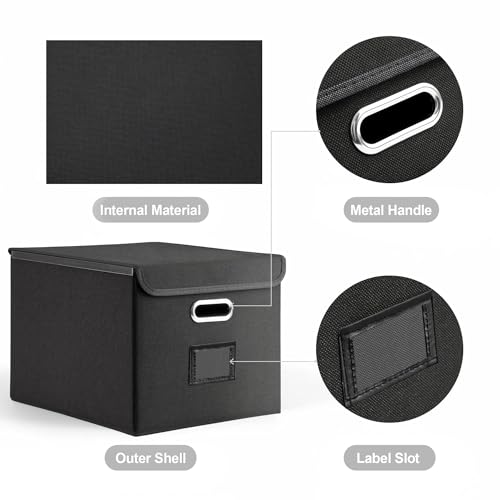 WEIANG Portable File Organizer Box with Folder, Upgraded File Storage Box with 25 Pocket Accordion Folder, Collapsible Linen Storage Boxes with Lid, Durable Hanging File Box for Office/Decor/Home by WEIANG - Image 7
