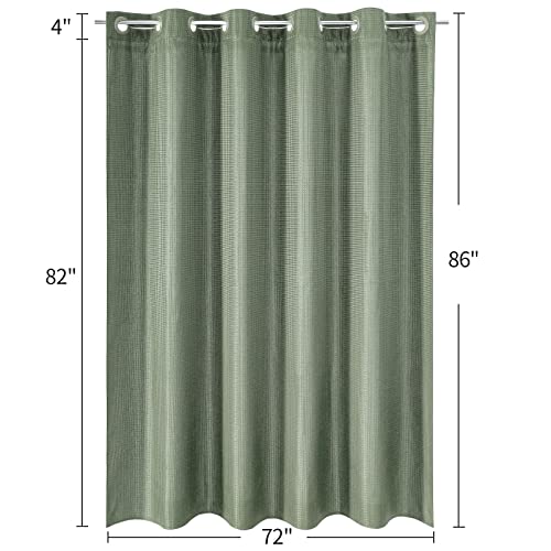 Mitovilla No Hooks Needed Extra Long Shower Curtain Set With Snap-In Liner, Sage Green 86 Inch Xl Waffle Fabric Shower Curtains For Luxury Hotel Grade & Spa-Like Bathroom Decor #TOP6