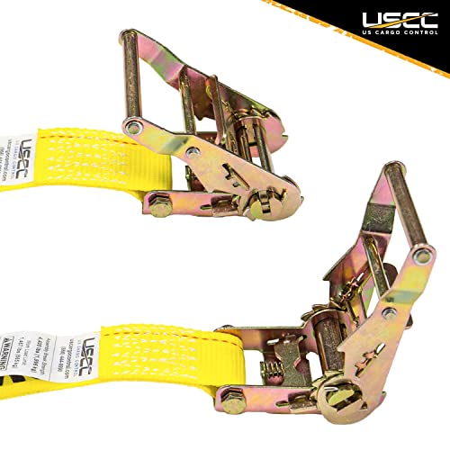 Us Cargo Control, Endless Ratchet Straps, 2 Inch Wide X 20 Foot Long, Yellow Ratchet Straps, Wide Handle Ratchet Tie Down, Endless Cargo Straps, Dependable Strap For Cargo Bundling, 4 Pack #TOP3