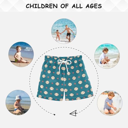 Dussdil Retro Baseball Stars Boy's Swim Trunks Board Shorts Boy Kids Preschooler Beach Swimwear Bottom Pants 4T4
