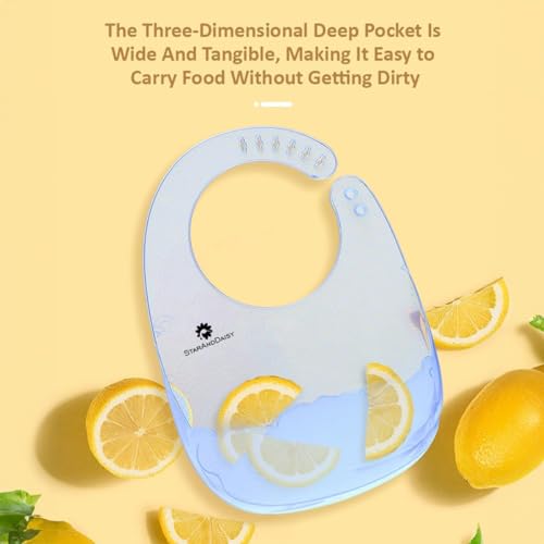 Image of StarAndDaisy Reusable Silicone Bib for Baby with Adjustable Buttons for Mess-Free Feeding