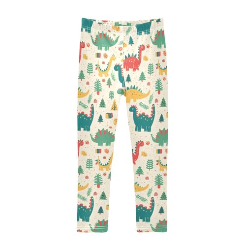 KLL Dinosaur Rex Christmas Toddler Girls' Cotton Pants Stretch High Waisted Dance Pants Sports