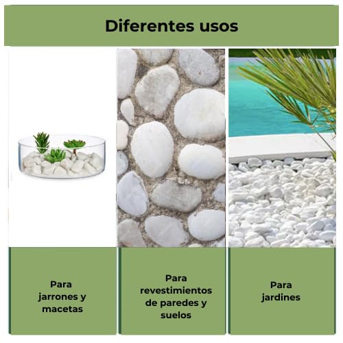 Piedra Jardín Decoración Canto Rodado Blanco Puro (20, 6-10 cm)