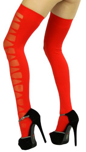 Image of ToBeInStyle Women's Sheer Banded Thigh High Socking w /Opaque Band