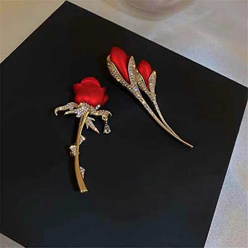 Broche fleur rose en relief, accessoire de mode occidental rétro raffiné - 3