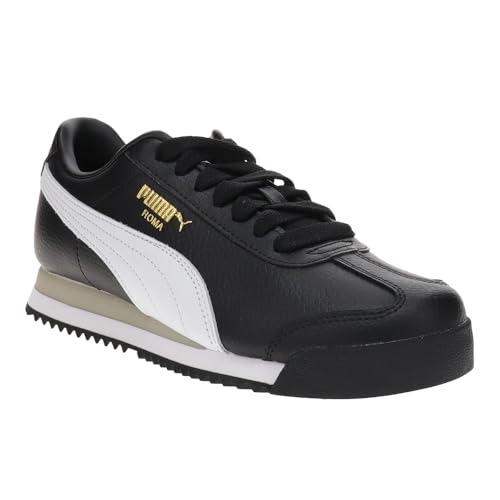 PUMA Puma Women's Roma, 24-Standard-Puma Black-Puma White-Smokey Gray, 6.5