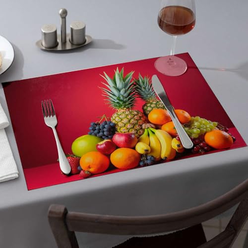 Sets de table étanches fruits frais Comedor lavables et résistants couleur jaune