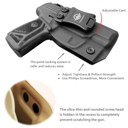 POLE.CRAFT Ruger Max-9 Holster IWB Kydex for Ruger Max-9 Barrel 3.20'' Gun Pocket Pouch - Inside Waistband Concealed Carry - Adj. Cant Retention - Cover Mag-Button - No Wear - No Jitter