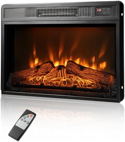 ORALNER Electric Fireplace Insert 23 Inch, Recessed Fireplace Heater w/ 3 LED Flame Effects, Remote Control & 6H Timer, Indoor Fireplace Insert for TV Stand, 1400W, Black (23 INCHES) - Thumbnail 3