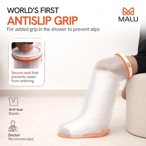 Image of 100% Waterproof Leg Cast Cover for Shower & Bath | Resuable Adult Cast Protector with Anti-Slip Bottom | Cast Covers for Shower Leg | Waterproof Shield for Showering After Surgery