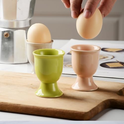Gshllo DHY1448W(2) 2 Pcs White Ceramic Egg Serving Cups Egg Stand Holders Hard Boiled Egg Containers Breakfast Egg Bowls Kitchen Gadgets Tools thumb #4