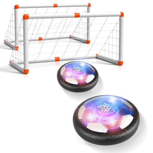 WATUDOU 2 Goals & 2 Hover Soccer Balls Toys for Kids, Indoor & Outdoor Soccer Ball Game for Kids Boys Ages 3-5 4-8, Birthday Gifts for 3 4 5 Year Old Boys, Ideas Sports Toys