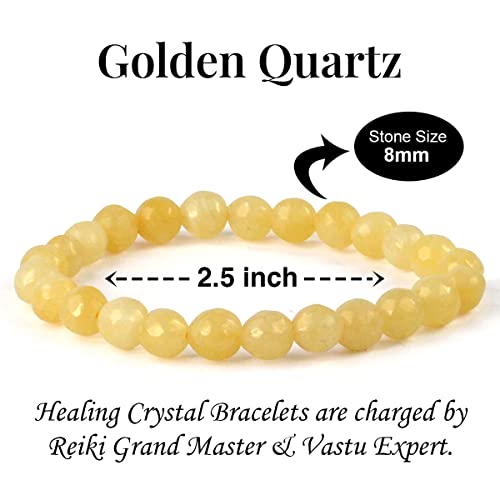 Image of Reiki Crystal Products Natural Crystal Stone 8 mm Faceted Diamond Cut Beads Bracelet for Men & Women | Reiki Charged Gemstone Bracelet | Multiple Stone Variants Available