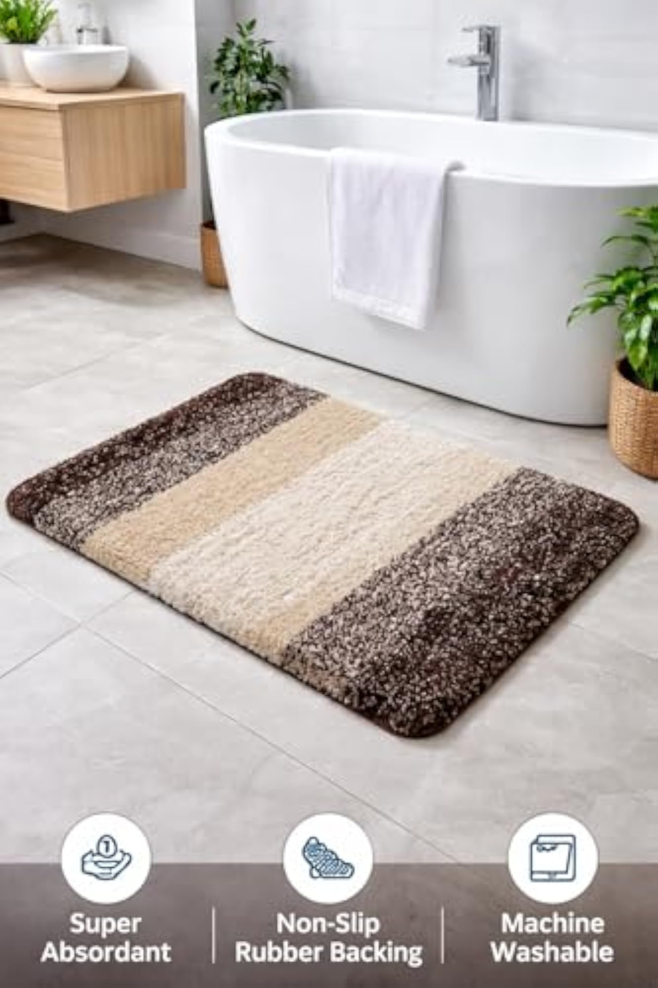Microfibre Bath Mat for Bathroom Soft Absorbent