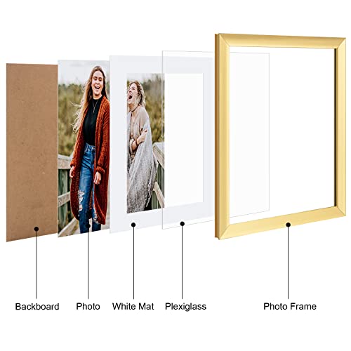 Ksroecud 11 X 14 Picture Frame Set Of 2 With High Definition Plexiglass, 11X14 Picture Frame With Mat For 8X10 For Wall Mounting, Gold #TOP1