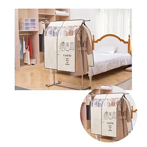 Housoutil Dust-Proof Garment Bag Cover 41.73 X 35.04 Inch Non-Woven Fabric Suit Coat Dress Storage Travel Hanger Protector with Clear Window - Image 4