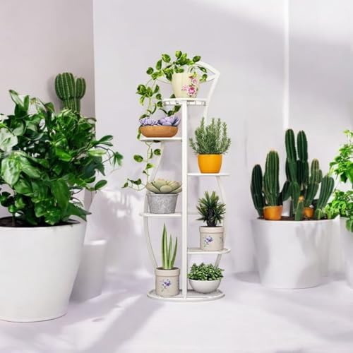 Image of 9 Tier Folding Metal Plant Stand Indoor 8 Tier 9 Potted with Gardening Tools and Gloves, Multiple Flower Pot Holder Display Rack for Patio, Garden, Balcony, Living Room (Surai White)