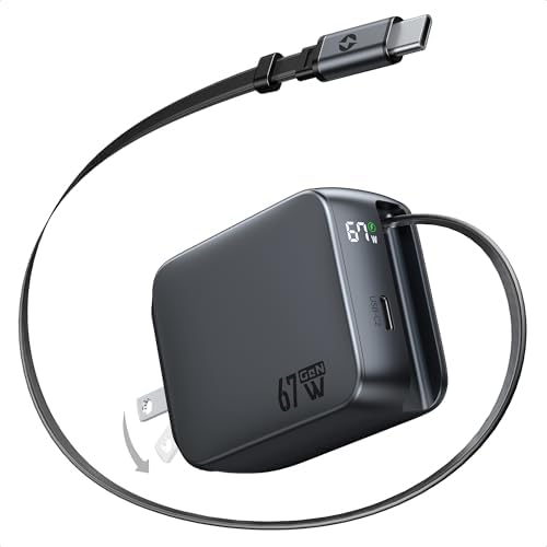 MOKiN Cargador USB-C 67W con Cable Retráctil Integrado