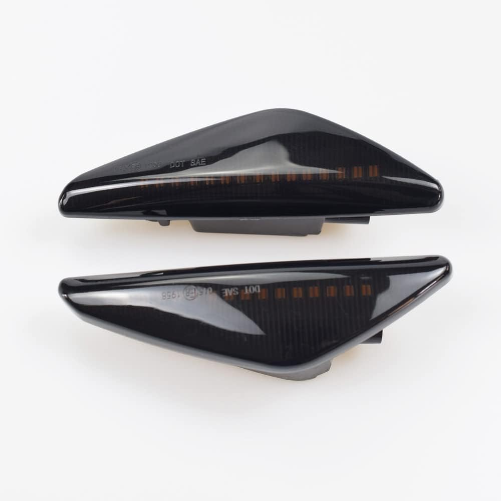 Hacreyatu Lens Amber LED Dynamic Side Marker Turn Signal Light Indicator For B-MW X3 F25 X5 E70 X6 E71 E72 (Black)