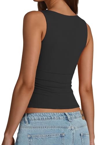 AURUZA Square Neck Tank Tops for Women, Sleeveless Double Lined Tops for Women Sexy Going Out Top Trendy Basic Fitted Shirts3