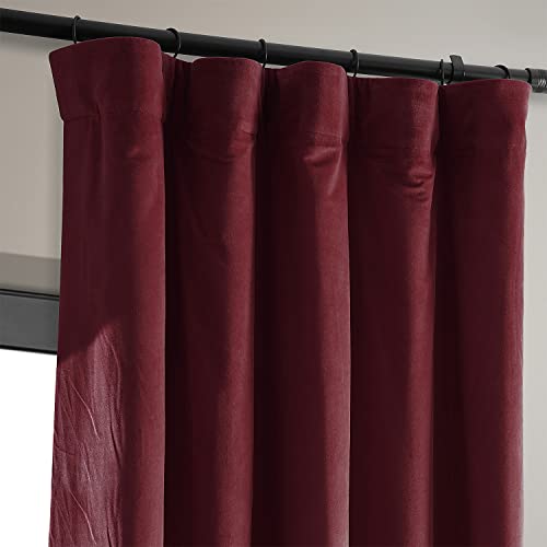 HPD Half Price Drapes Signature Velvet Thermal Blackout Curtains for Living Room 96 Inch Long (1 Panel) Rod Pocket Insulated Blackout Curtains for Bedroom Window Curtains, 50W x 96L, Burgundy