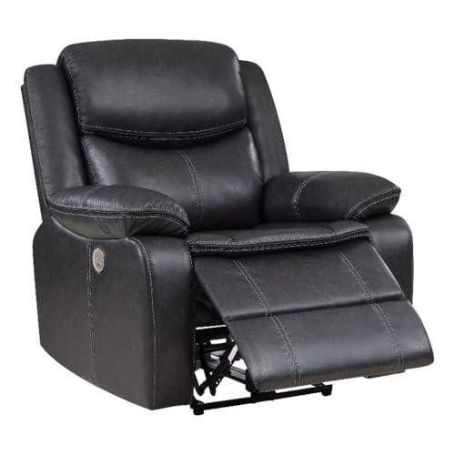 Sillón reclinable cuero sintético Gris oscuro miniatura 1