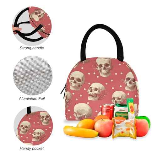 Gothic Skull Print Backpack Set with Lunch Bag, Large Capacity Travel Backpacks and Lunch Box Insulated for Commute Hiking Picnic4