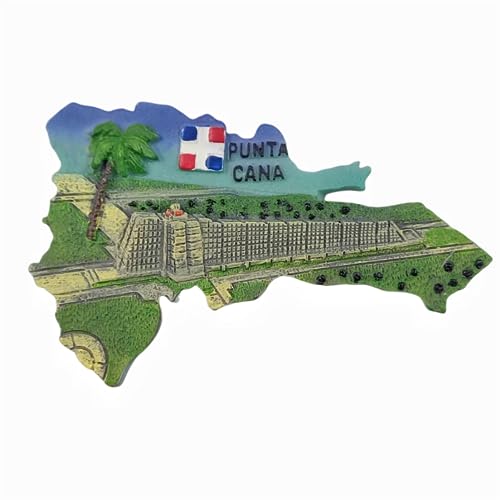 Moiilvcla Punta Cana - Imán de nevera con mapa creativo dominicano 3D, recuerdo de viaje, decoración de nevera, calcomanía magnética para manualidades