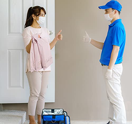 60 Versandbeutel Champagnerrosa, Plastik Versandtaschen 250 x 350mm Tragbare Poly-Kunststoffbeutel mit Golden Thank You Selbstklebend und blickdicht, Versandtüten für Kleidung