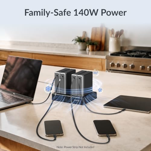 Image of Gitryin 140W GaN Retractable USB C Laptop Charger, for MacBook Pro Charger | Computer Charger with 31.5in Type-C Cable, 2 USB C Ports, Fast Charging for MacBook Pro /Air, iPad, iPhone 17 /16, Black